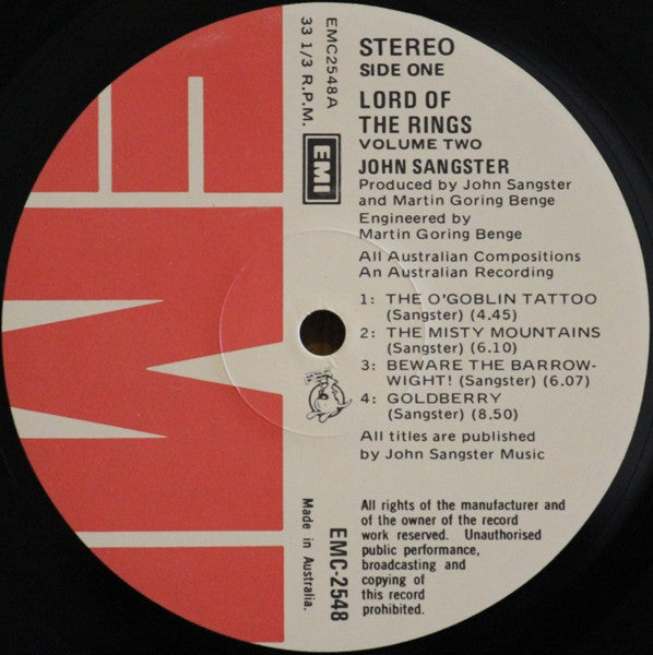 John Sangster - Lord Of The Rings Vol. 2 Vinyl 2LP (Used)