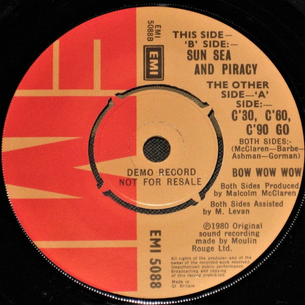 Bow Wow Wow - C'30, C'60, C'90 Go / Sun Sea & Piracy 7" Vinyl Single (Used)