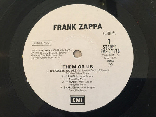 Frank Zappa - Them Or Us Promo Vinyl 2LP (Used)