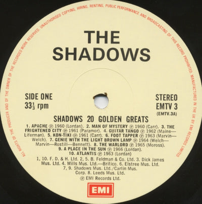 Shadows - 20 Golden Greats Reissue Vinyl LP (Used)