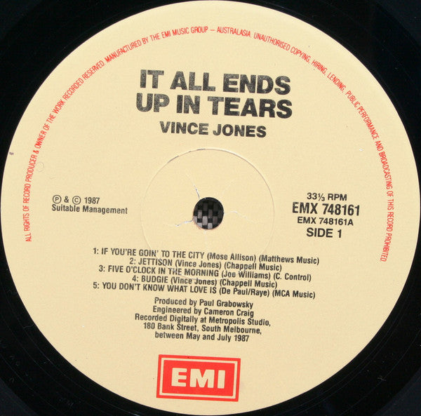 Vince Jones - It All Ends Up In Tears Vinyl LP (Used)