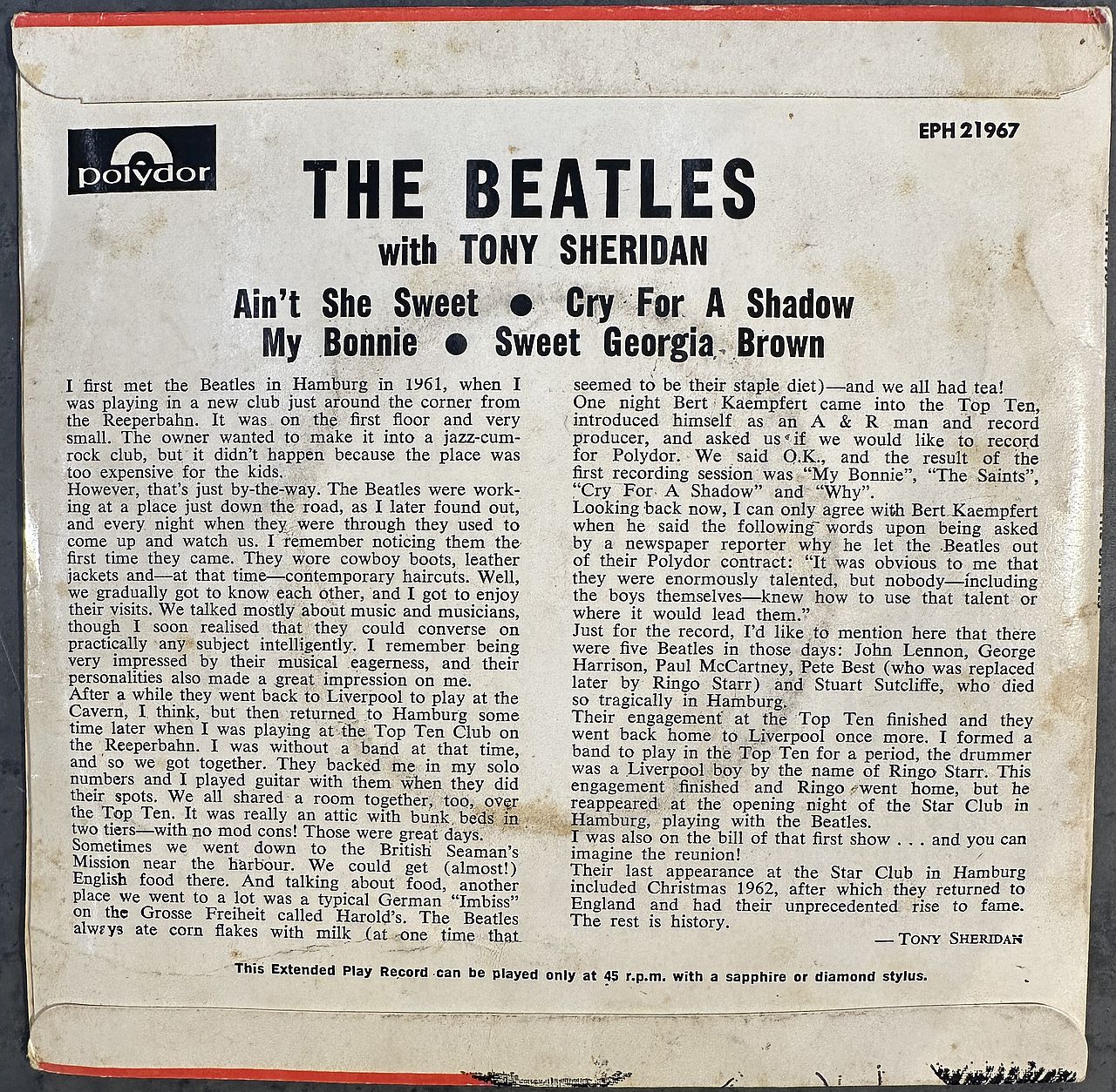 Beatles – Ain't She Sweet 7" EP Vinyl (Used)