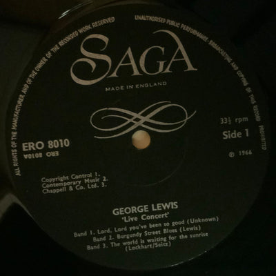 George Lewis & His Orchestra - Live! Concert Vinyl LP (Used)