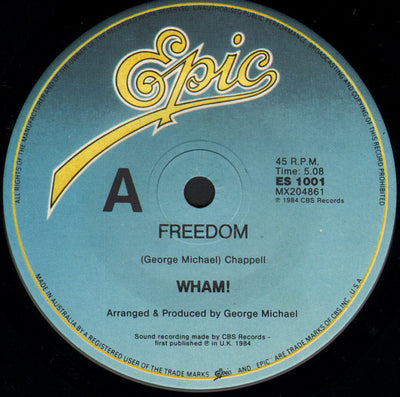 Wham! - Freedom / Freedom (Instrumental) 7" Vinyl Single (Used)