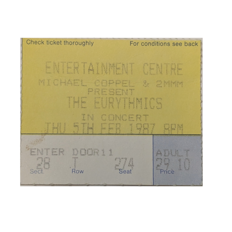 Eurythmics - Revenge Tour 1987 Original Vintage Concert Ticket