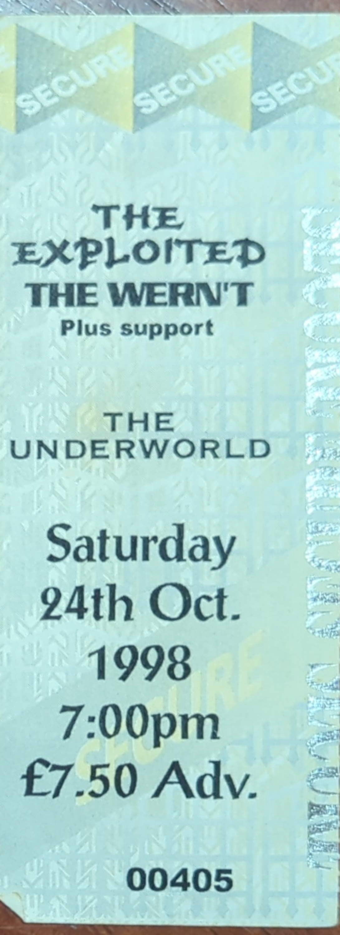 Exploited - 1998 Original Vintage Concert Ticket