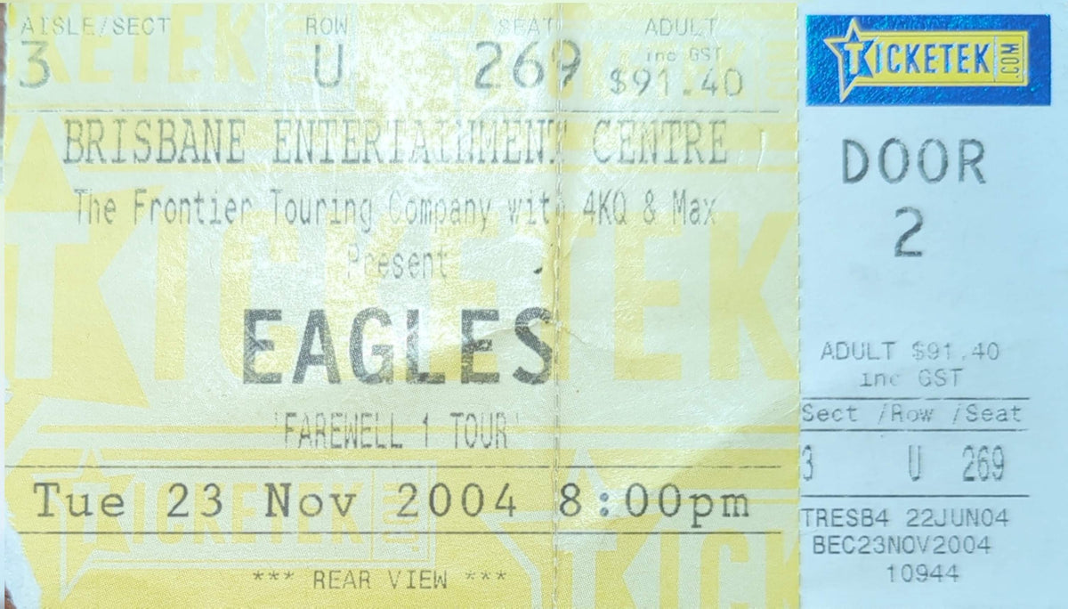 Eagles - 2004 Original Vintage Concert Ticket Seat #U269