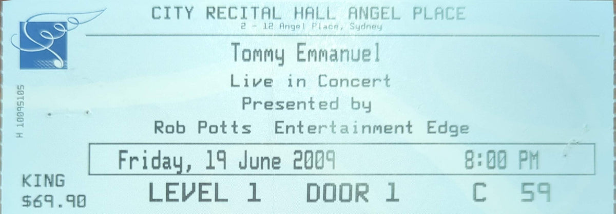 Tommy Emmanuel - 2009 Original Vintage Concert Ticket Seat #C59