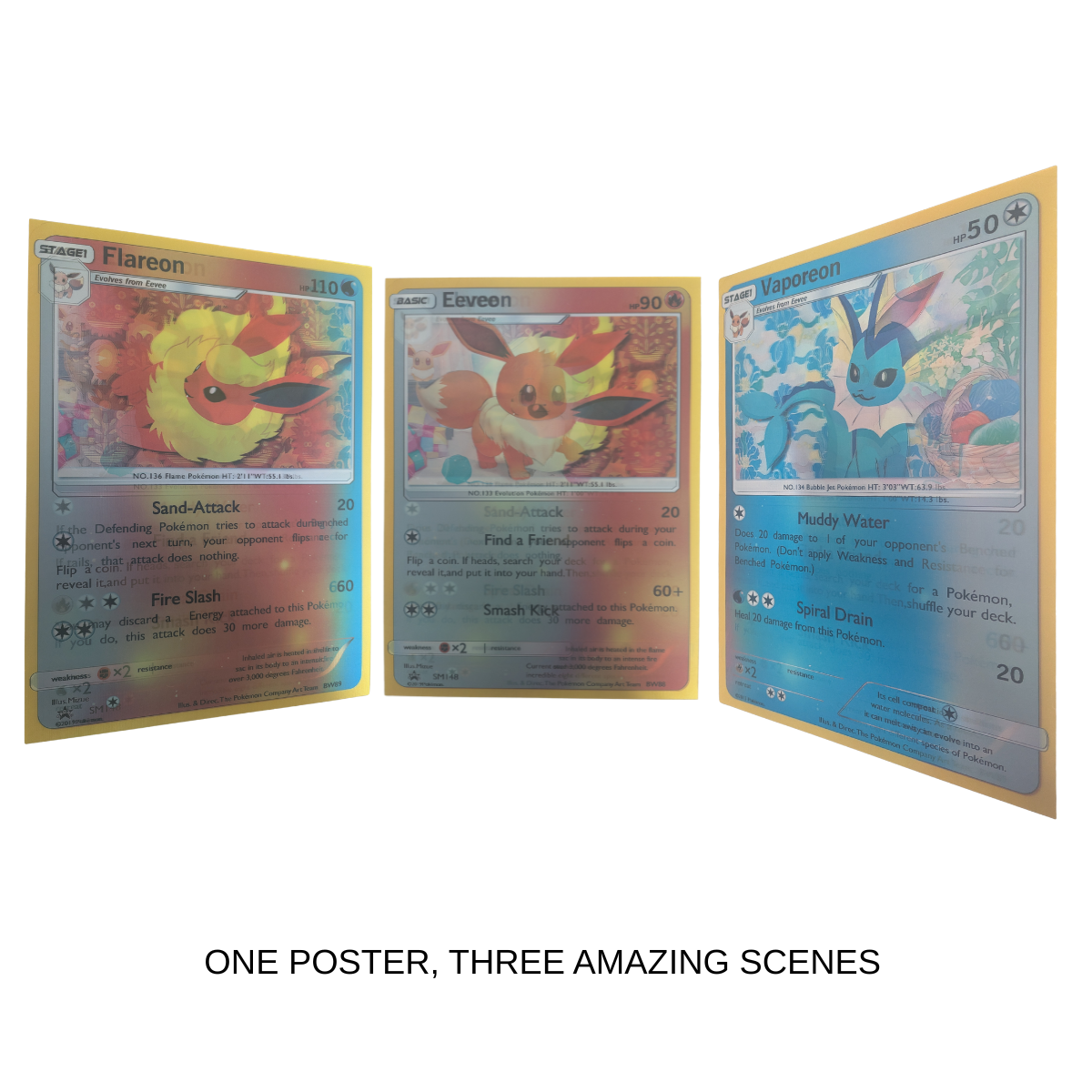 Various Pokemon Trading Cards - 3D Lenticular Poster
