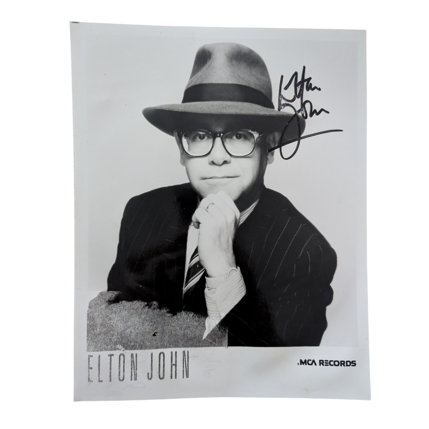 Elton John - Black & White Print Autographed [B]