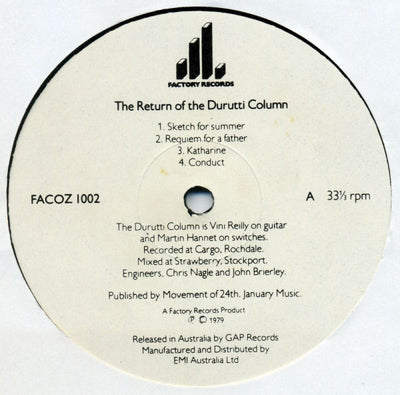 Durutti Column - The Return Of The Durutti Column Vinyl LP (Used)