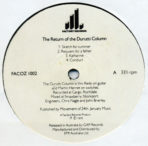 Durutti Column - The Return Of The Durutti Column Vinyl LP (Used)