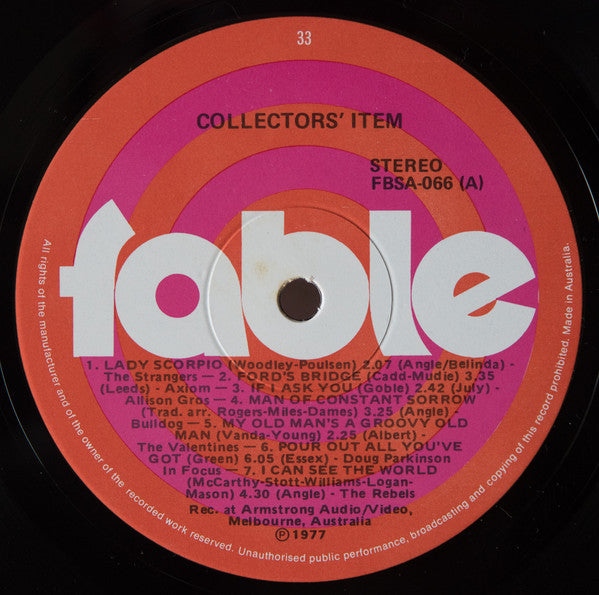 Various Artists - Collector's Item (Rare And Early Tracks By Some Outstanding Australian Contemporary Musicians) Vinyl LP (Used)