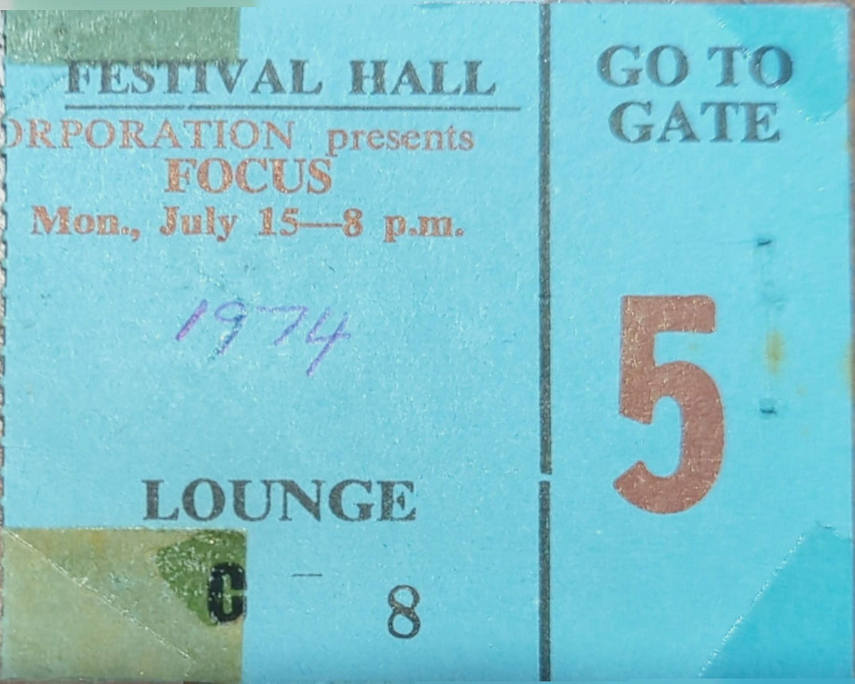 Focus - 1974 Original Vintage Concert Ticket Seat #C8