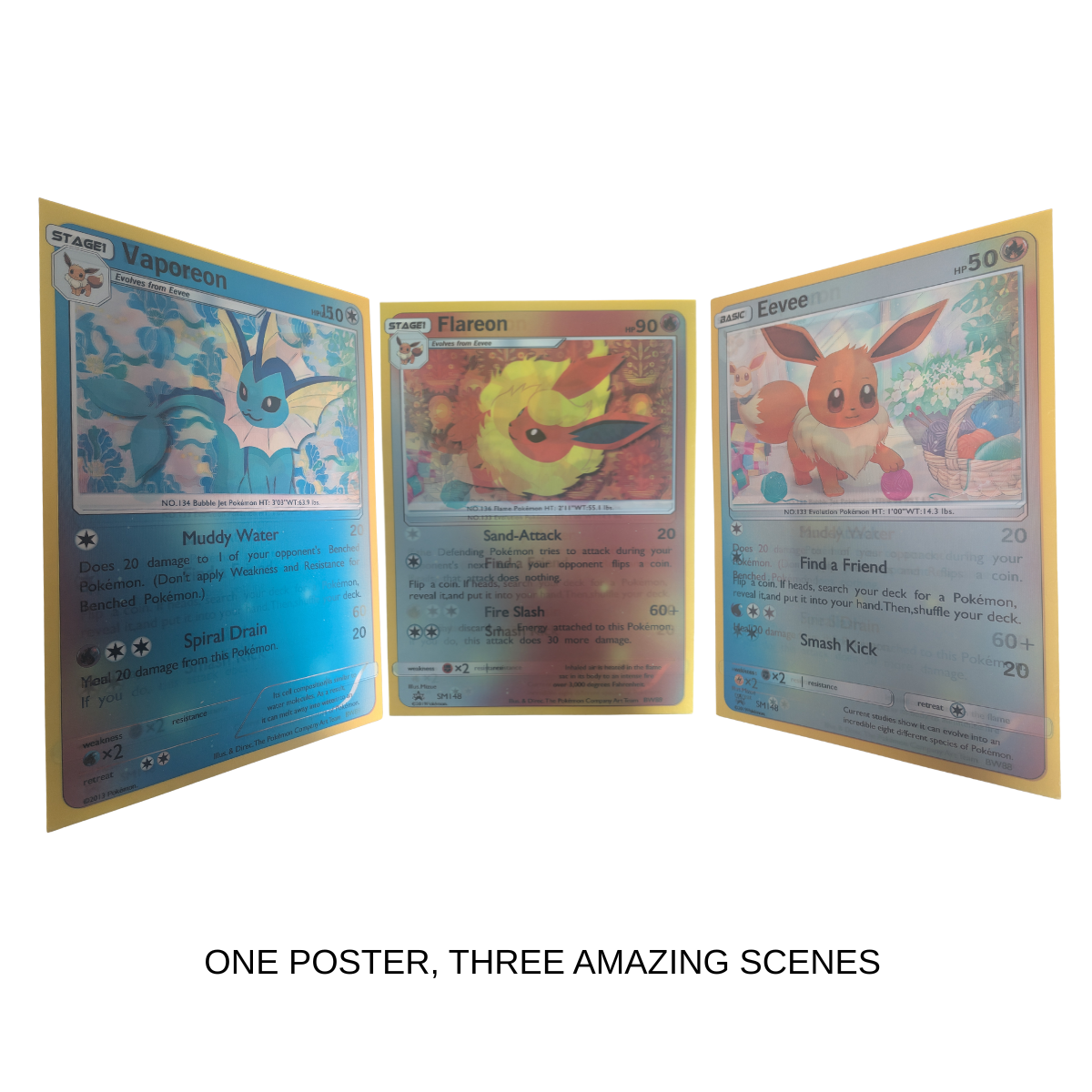Various Pokemon Trading Cards - 3D Lenticular Poster