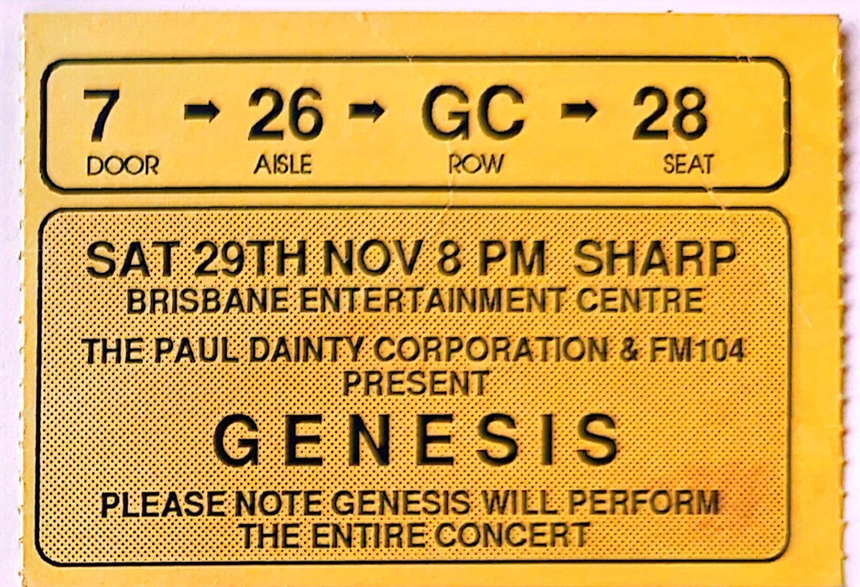 Genesis - 1986 Original Vintage Concert Ticket Seat 28