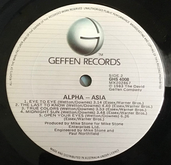 Asia - Alpha 1983 Vinyl LP (Used)