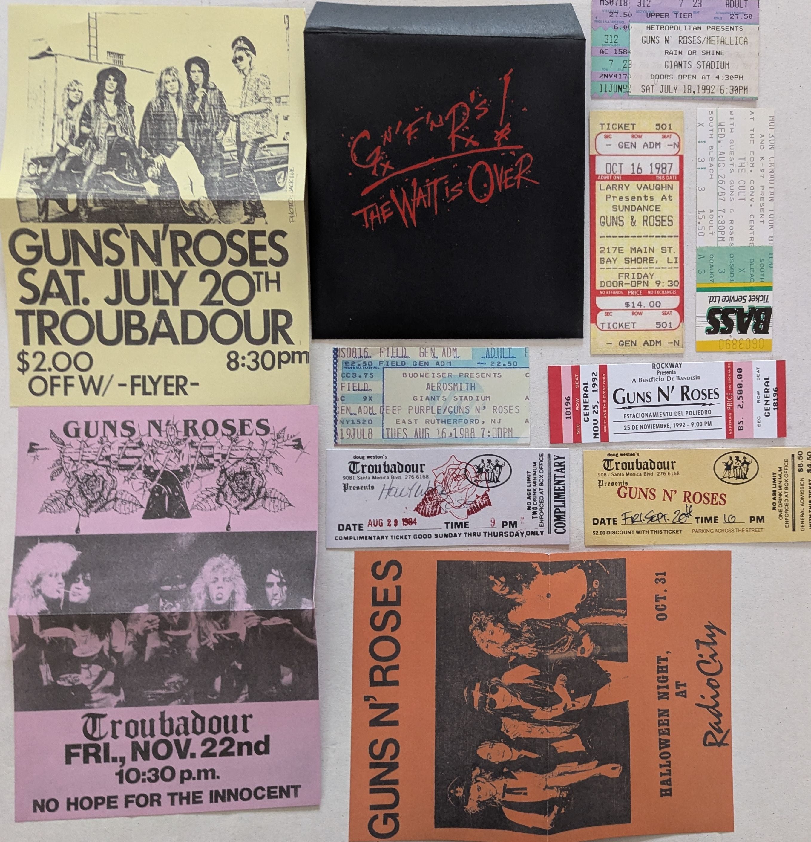 Guns N' Roses - 2017 Australian Tour VIP Satchel Filled With The Original Concert Program & Reproduction Tickets,  Flyers & Much More