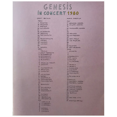 Genesis - In Concert 1980 UK & North America Original Concert Tour Program