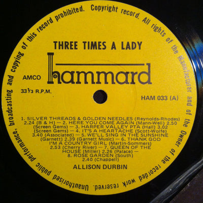Allison Durbin - Three Times A Lady Vinyl LP (Used)
