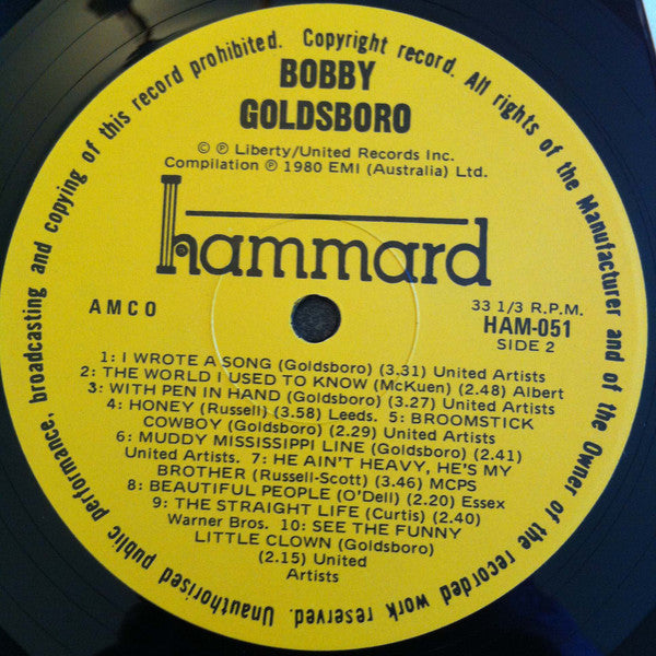Bobby Goldsboro - Bobby Goldsboro Gold Vinyl LP (Used)