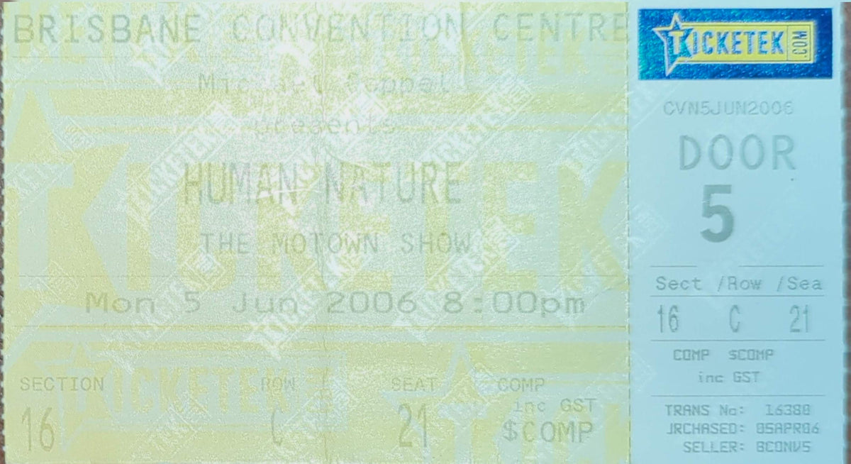 Human Nature - 2006 Original Vintage Concert Ticket Seat #21