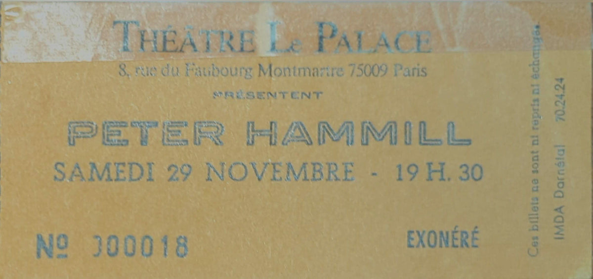 Peter Hammill - 1980 Original Vintage Concert Ticket Seat #18