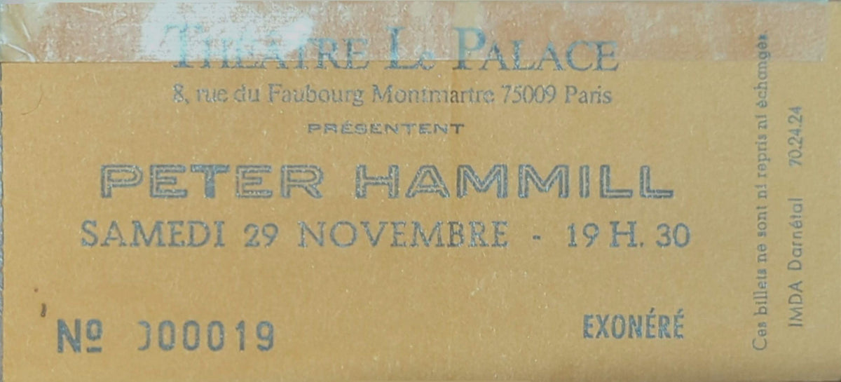 Peter Hammill - 1980 Original Vintage Concert Ticket Seat #19