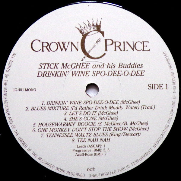 Stick McGhee & His Buddies - Drinkin' Wine Spo-Dee-O-Dee Vinyl LP (Used)