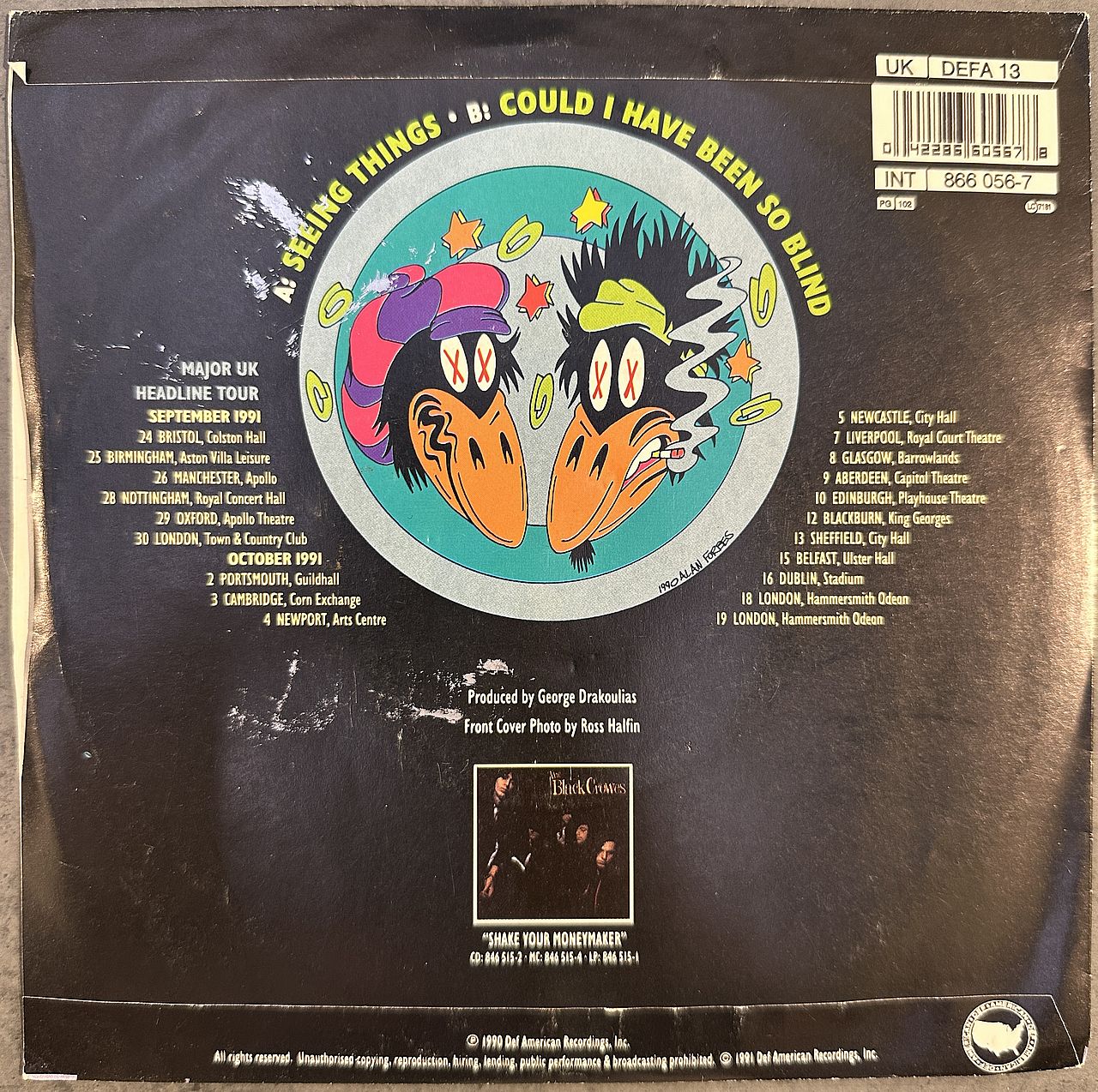 The Black Crowes – Seeing Things 7" SIGNED Single Vinyl (Used)