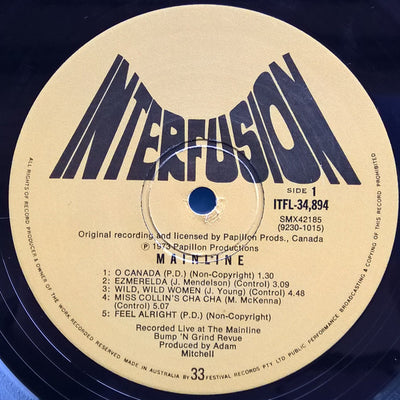 Mainline - The Mainline Bump'n'Grind Revue Live At The Victory Theatre Spadina & Dundas Sunday February 27 1972 Vinyl LP (Used)
