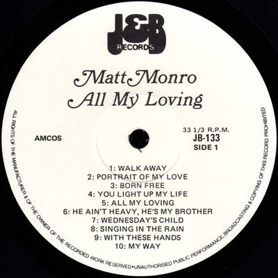 Matt Monro - All My Loving Vinyl LP (Used)