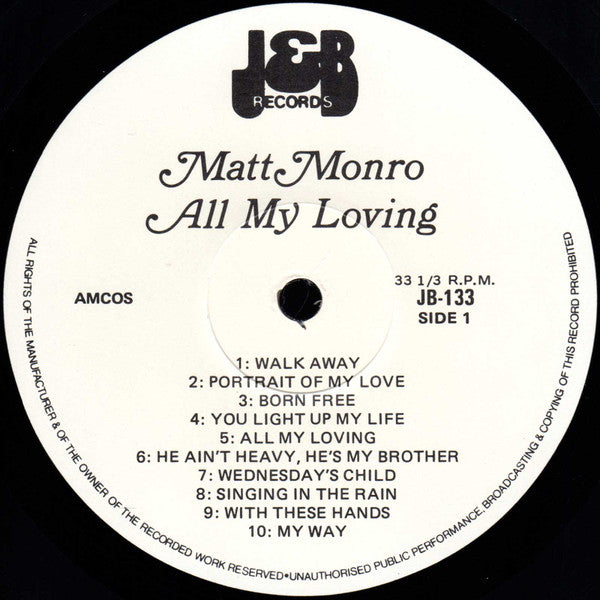 Matt Monro - All My Loving Vinyl LP (Used)