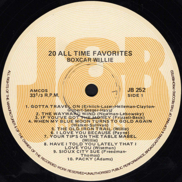 Boxcar Willie - 20 All Time Favorites Vinyl LP (Used)