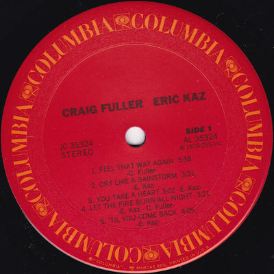 Craig Fuller & Eric Kaz - Craig Fuller / Eric Kaz Vinyl LP (Used)