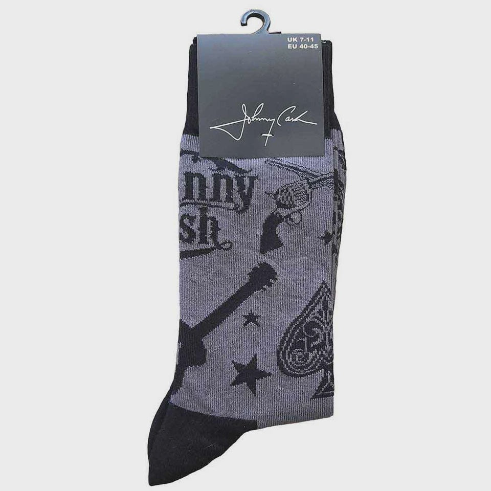 Johnny Cash - Guitars 'n Guns Charcoal Unisex Ankle Socks