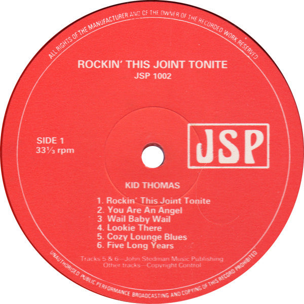 Various Artists - Rockin' This Joint Tonite Red Coloured Vinyl LP (Used)