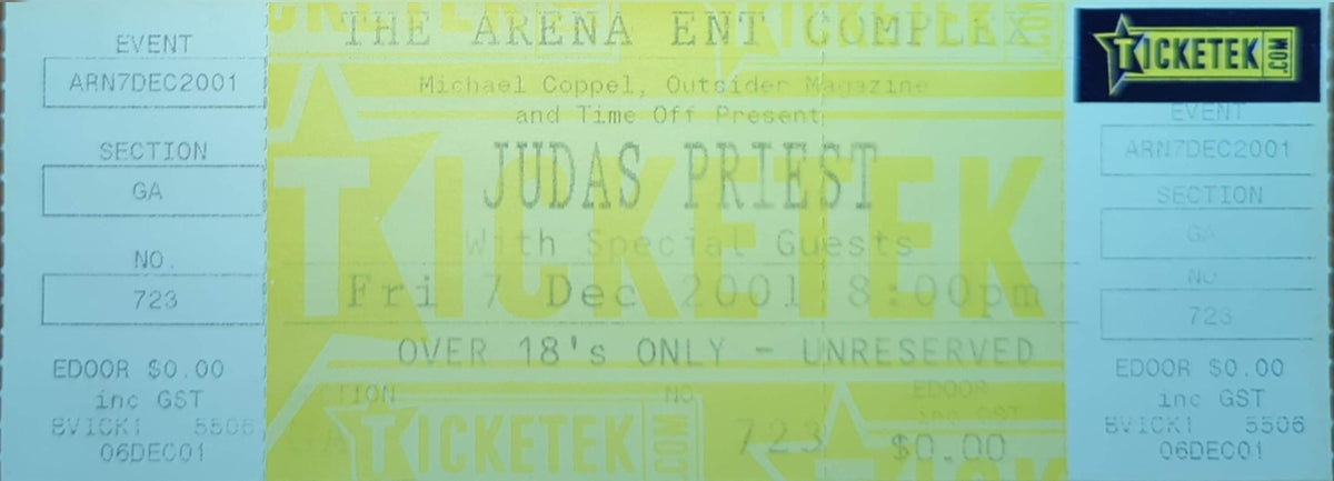 Judas Priest - 2001 Original Vintage Concert Ticket Seat #723
