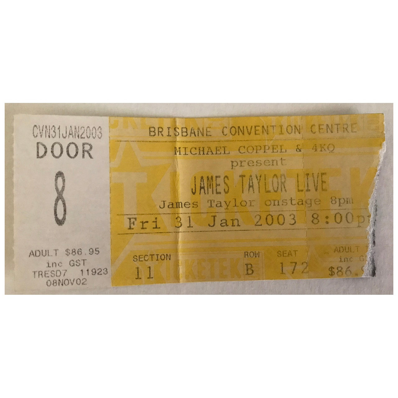 James Taylor - That's Why I'm Here 1986 Australia Original Concert Tour Program With Ticket