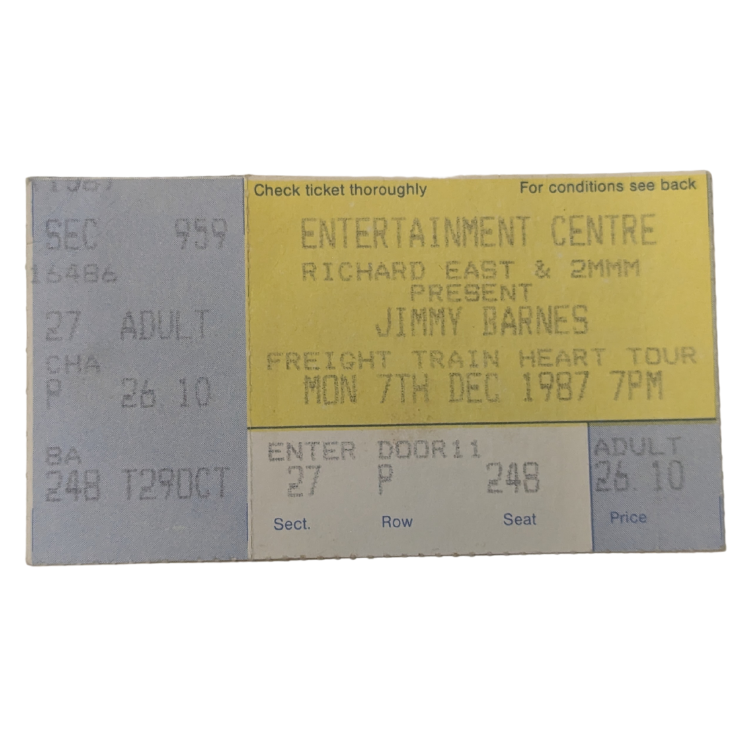 Jimmy Barnes - Freight Train Heart Tour 1987 Original Vintage Concert Ticket