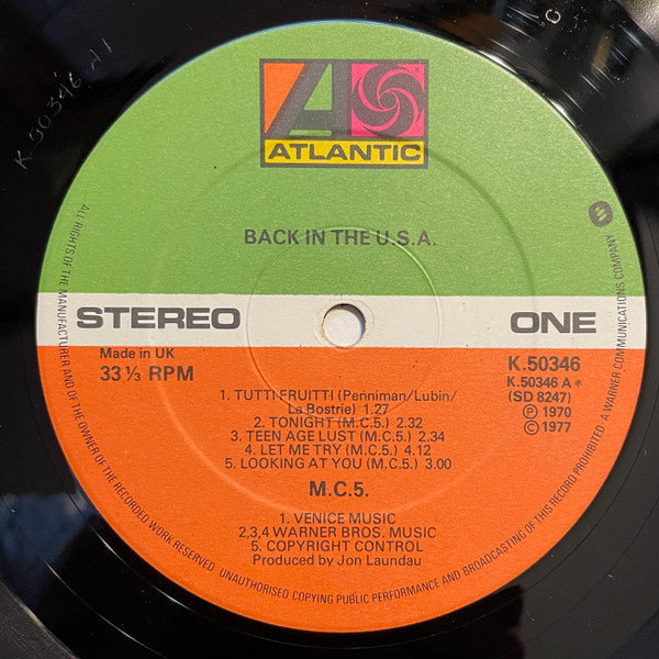 MC5 - Back In The USA Reissue Vinyl LP (Used)