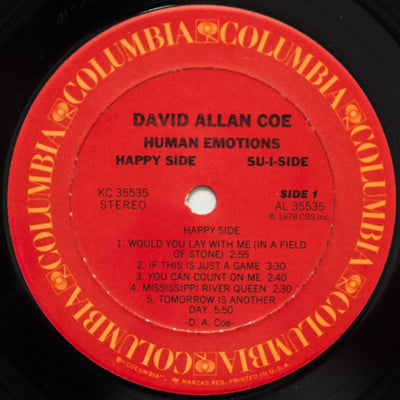 David Allan Coe - Human Emotions (Happy Side/Su-I-Side) Vinyl LP (Used)