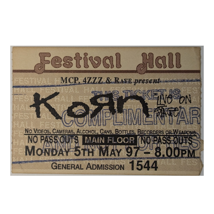 Korn - 1997 Tour Original Vintage Concert Ticket