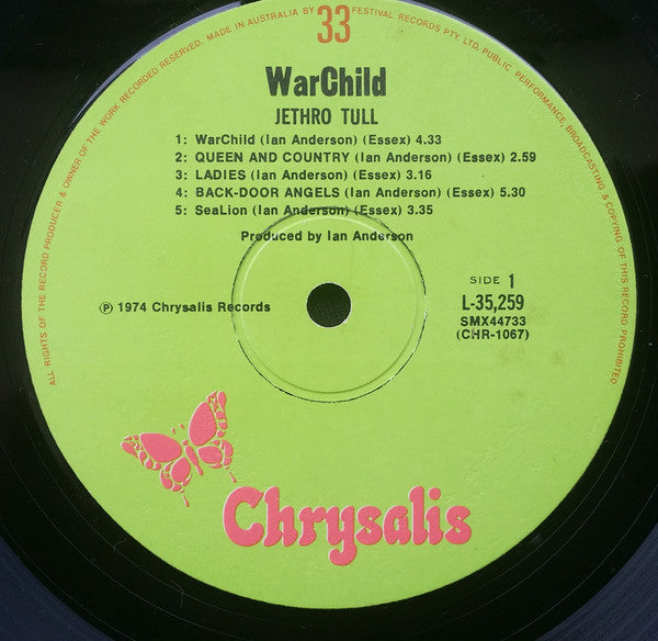 Jethro Tull - War Child Vinyl LP (Used)
