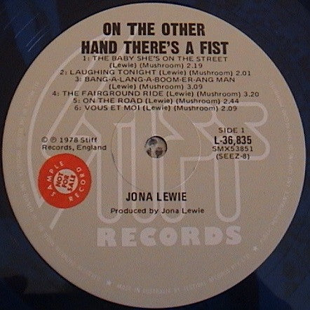Jona Lewie - On The Other Hand There's A Fist Blue Transparent Coloured Vinyl LP (Used)