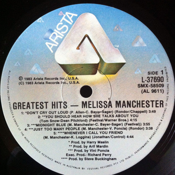 Melissa Manchester - Greatest Hits Vinyl LP (Used)
