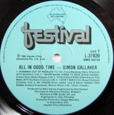 Simon Gallaher - All In Good Time Vinyl LP (Used)