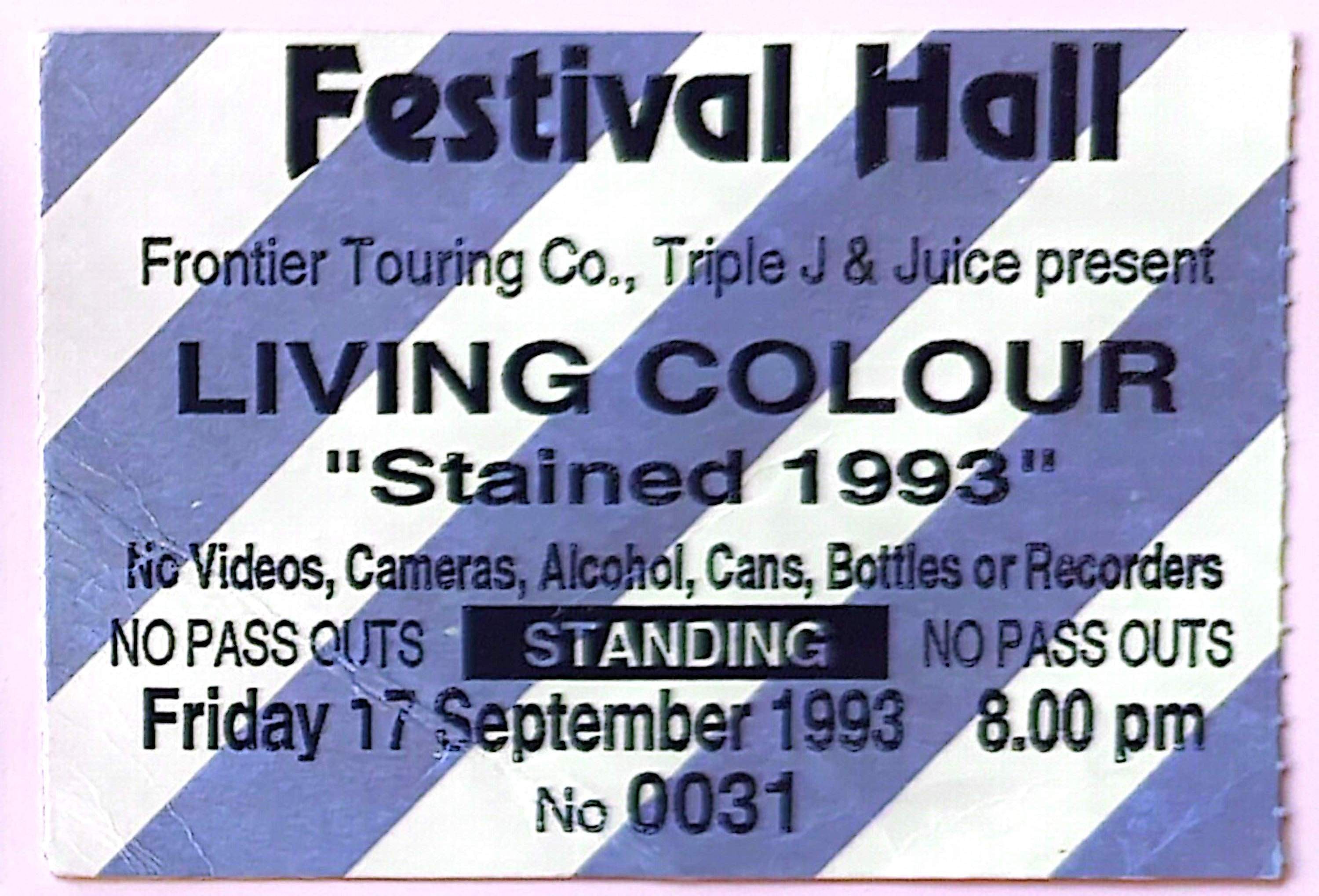 Living Colour - 1993 Original Vintage Concert Ticket Seat 31
