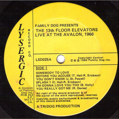 13th Floor Elevators - Live (S.F. 66) Vinyl LP (Used)