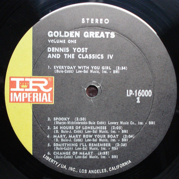 Dennis Yost & Classic IV - Golden Greats Volume 1 Vinyl LP (Used)